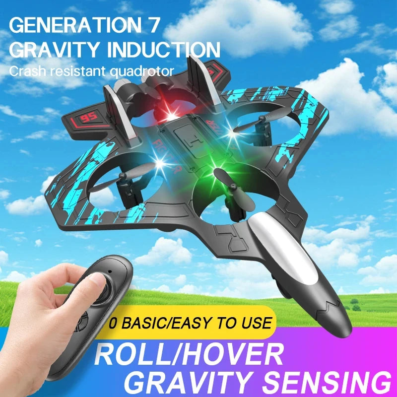 2.4G Remote Control Fighter Electric Foam Glider Stunt Tumbling UAV Hovering Helicopter with LED Colorful Lights Aircraft Model