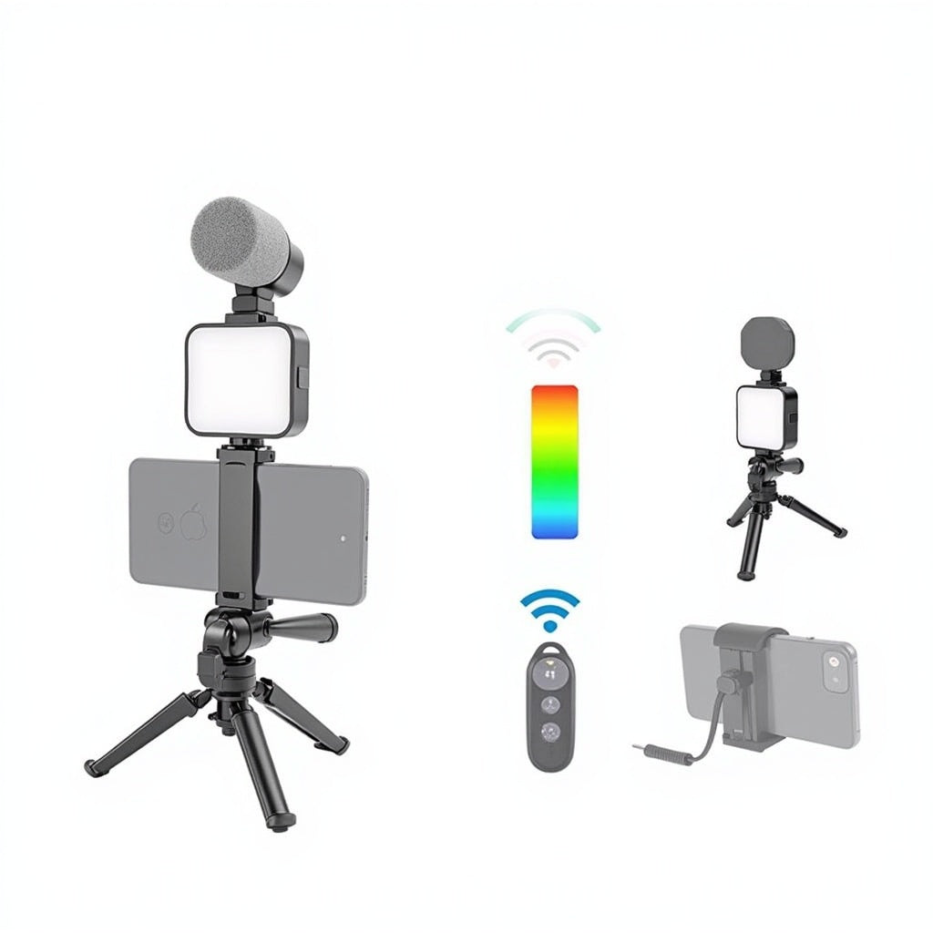 Phone Holder Photography Lighting Smartphone Video Kit Microphone LED Selfie Tripod Recording Handle Portable Stabilizer Bracket