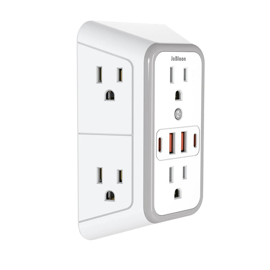 Multiple Sockets US Plug Power Strip with 6 AC Outlets 4 USB Ports(2 Type C), Wall Socket Universal Network Filter Fast Charging