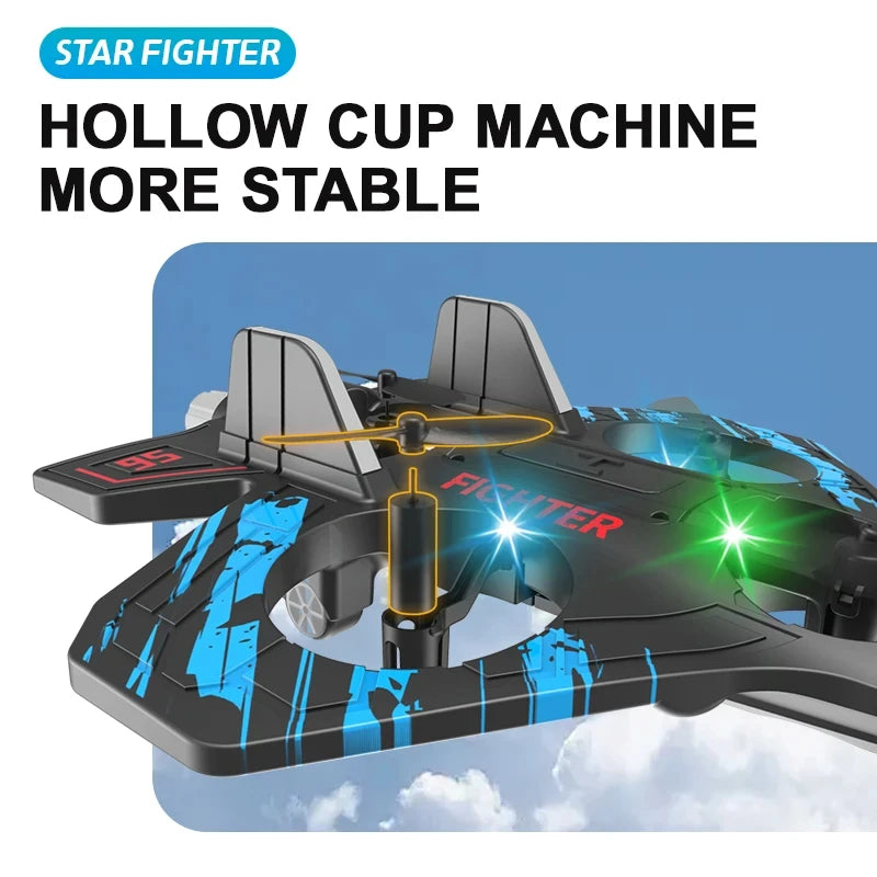 2.4G Remote Control Fighter Electric Foam Glider Stunt Tumbling UAV Hovering Helicopter with LED Colorful Lights Aircraft Model